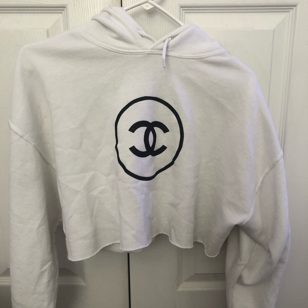 sparkly custom chanel cropped hoodie